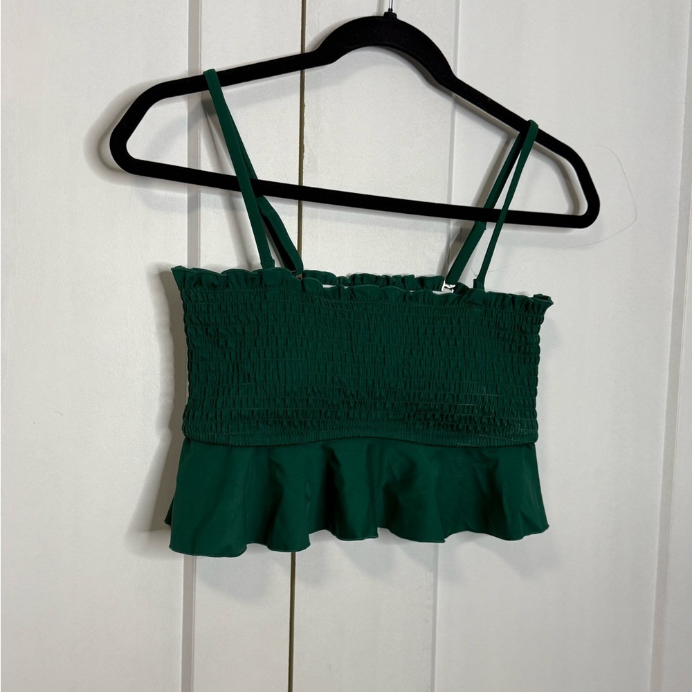 Cupshe Medium Deep Green Swimwear Top - Smocked